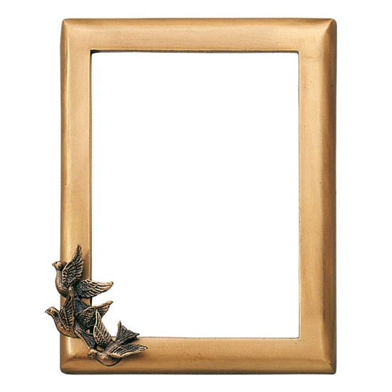 Immagine di Cornice porta-foto rettangolare con colombe - Linea Olpe Volo - Bronzo