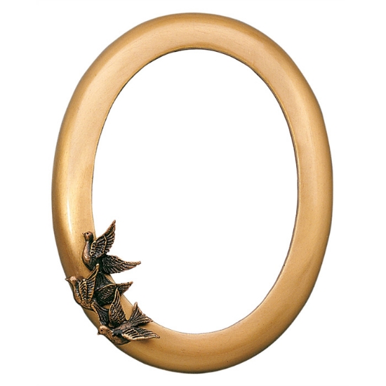 Immagine di Cornice porta-foto ovale con colombe - Linea Olpe Volo - Bronzo