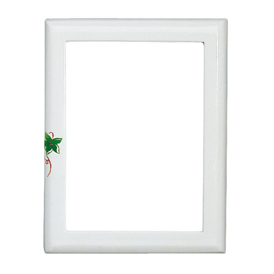 Immagine di Cornice porta-foto rettangolare - Finitura bianca decorata - Linea Olpe - Bianco Edera - Bronzo