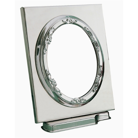 Immagine di Cornice portafoto ovale in acciaio con fregi - Montaggio a terreno
