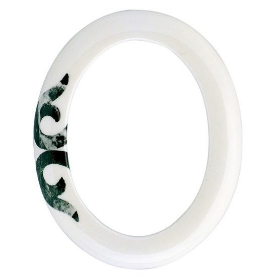 Image sur Cadre photo ovale - Ligne Liberty - Finition marbre vert Alpi - Porcelaine