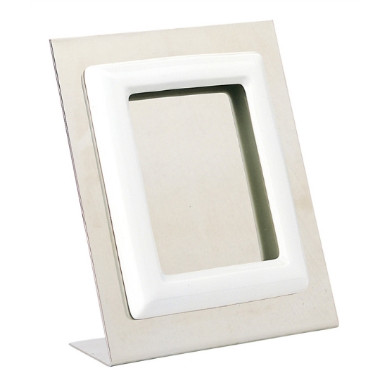 Immagine di Cornice porta-foto rettangolare bianca - Montaggio a terreno - Porcellana