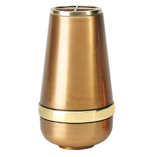 Immagine di Vaso portafiori per lapide - Linea Cotile - Bronzo con fascia oro