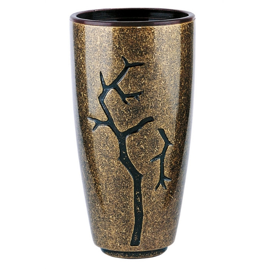 Image sur Vase à fleurs pour pierre tombale - Ligne Pisside avec branches - Paillettes bronze (cinéraires et ossuaires)