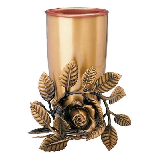 Immagine di Vaso portafiori con rosa - Pisside - Bronzo