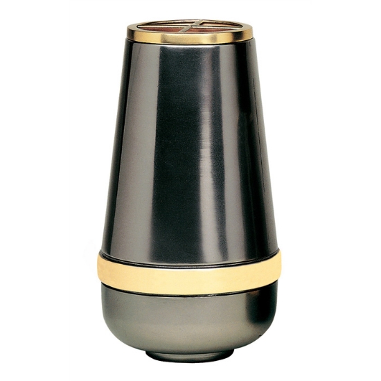 Image sur Vase à fleurs pour pierre tombale - Ligne Cotile - Finition mercure - Bronze avec bande dorée