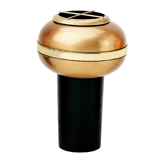 Picture of Recessed flower vase for ground graves or shelves - Cotile line - Bronze with gold finishes