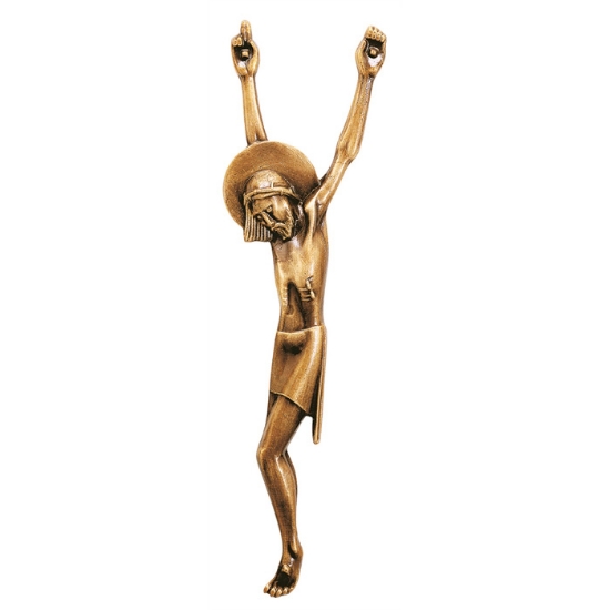 Immagine di Cristo crocefisso stilizzato in bronzo senza croce