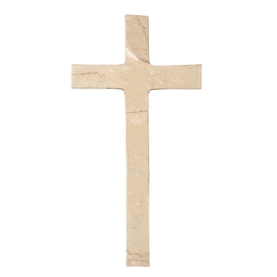 Immagine di Croce grande semplice in bronzo - Finitura marmo Botticino