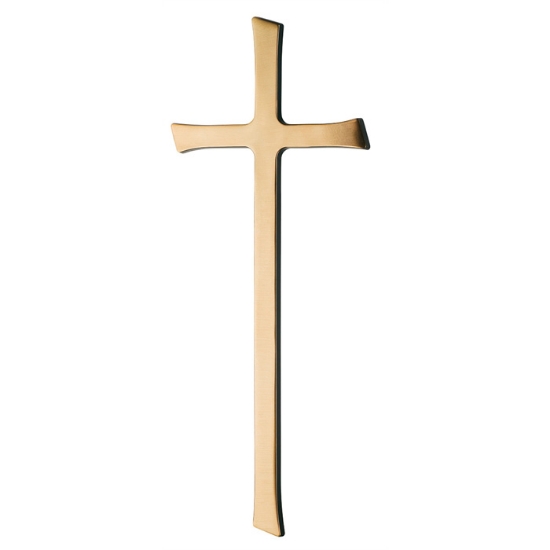 Immagine di Croce semplice in bronzo lucido - Estremità taglio obliquo