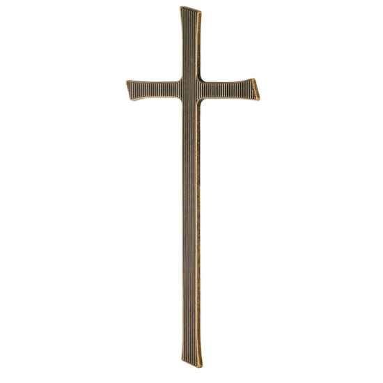 Immagine di Croce semplice in bronzo - Finitura glitter - Superficie rigata con estremità taglio obliquo