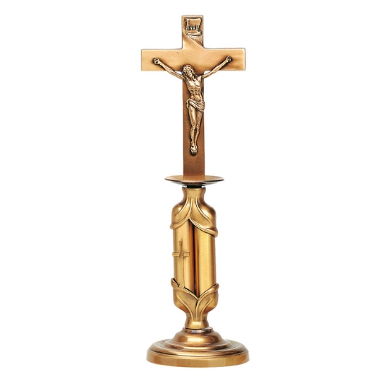 Image sur Crucifix en bronze poli sur socle doré
