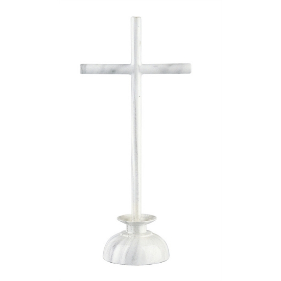 Picture of Bronze cross - Carrara marble finish - Cylindrical bars on a small candlestick base