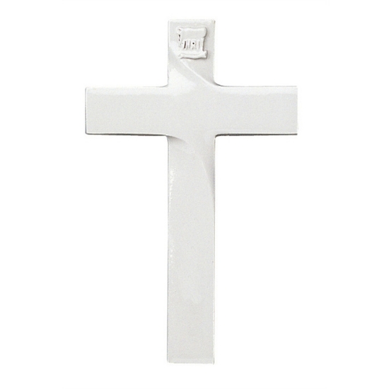 Immagine di Croce in bronzo semplice - Finitura bianco - Linea Idria Bianco