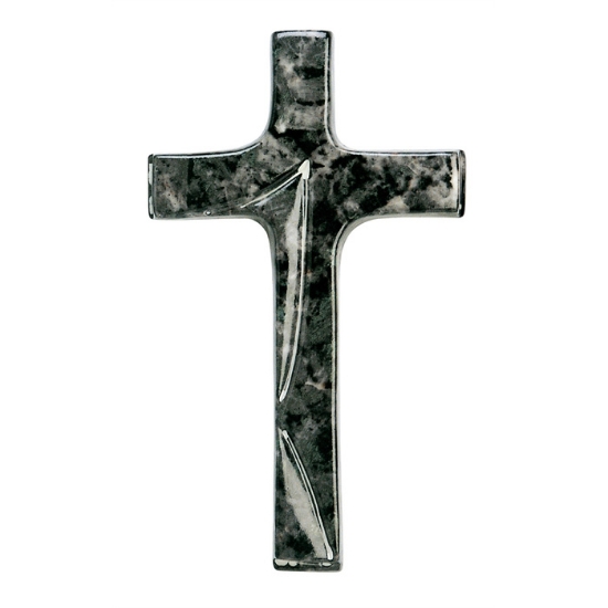 Image sur Croix en porcelaine pour pierres tombales - Finition marbre Labrador
