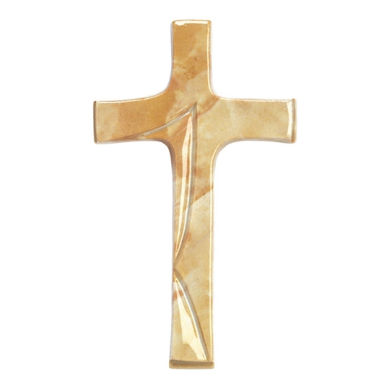 Immagine di Croce in porcellana per lapidi - Finitura marmo Onice