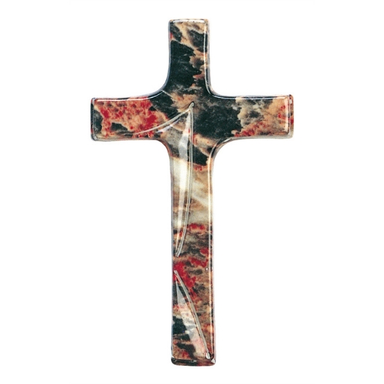 Immagine di Croce in porcellana per lapidi - Finitura marmo Perla