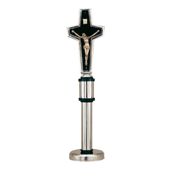Imagen de Crucifijo de acero para capillas - Base soporte en forma de candelero