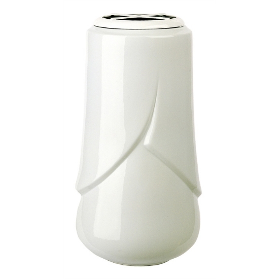 Picture of Large flower vase for tombstone or cemetery monument - White Victoria line - Porcelain