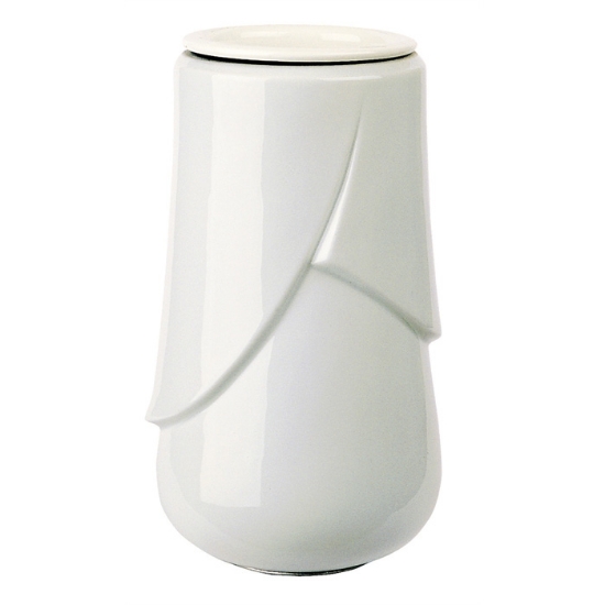 Picture of Flower vase for gravestone - Victoria white line - Porcelain