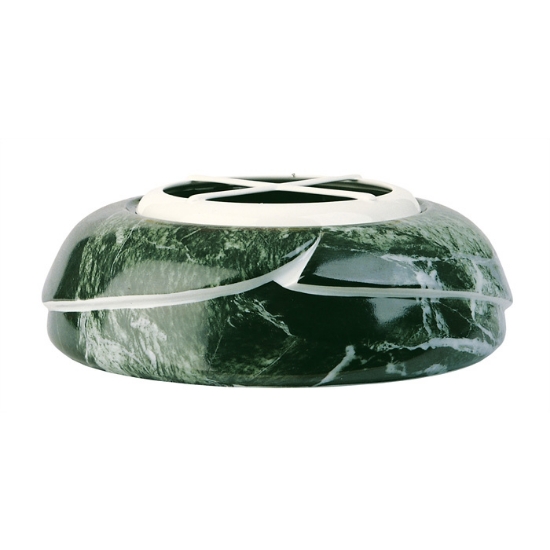 Immagine di Vaso portafiori da incasso per tombe a terra o per mensole - Linea Victoria Verde Alpi - Porcellana