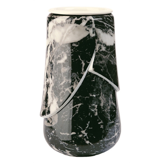 Immagine di Vaso portafiori per loculi cinerari e ossari - Linea Victoria marmo nero - Porcellana