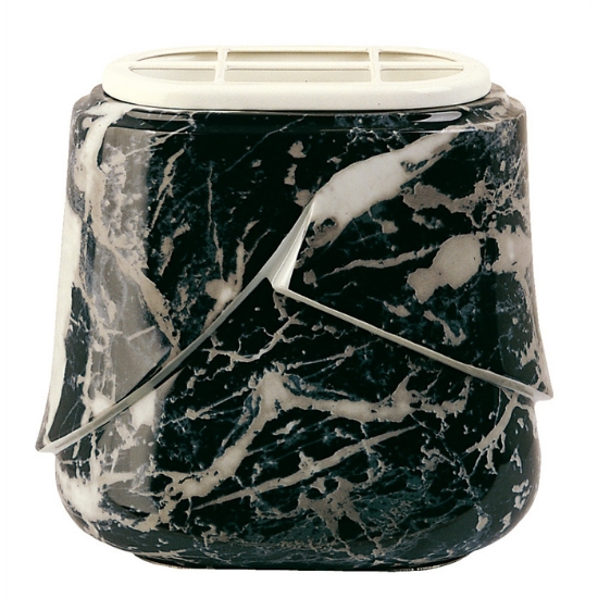Immagine di Vaschetta portafiori per lapide - Linea Victoria marmo nero - Porcellana