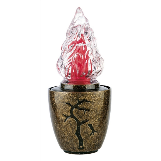 Image sur Lampe votive pour pierres tombales - Ligne Pisside - Décoration branche bronze Glitter