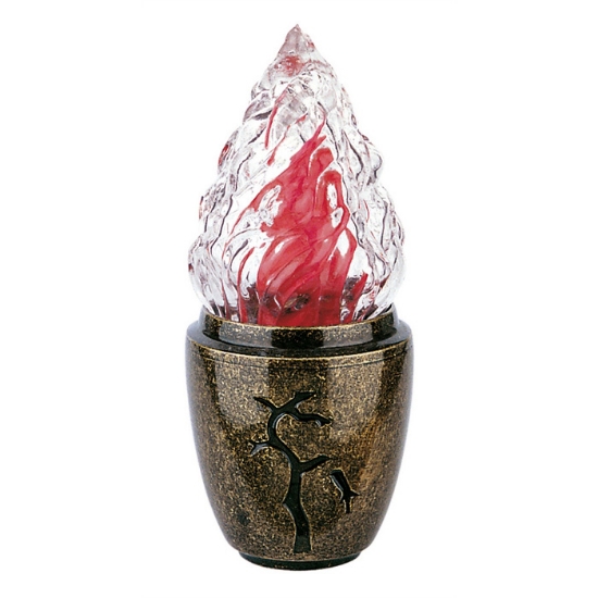 Picture of Votive lamp for cinerary and ossuary niches - Pisside Line - Bronze glitter with branch decoration