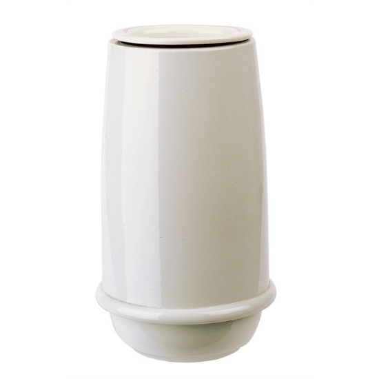 Image sur Vase à fleurs pour pierre tombale - Ligne Saturn Blanc - Porcelain