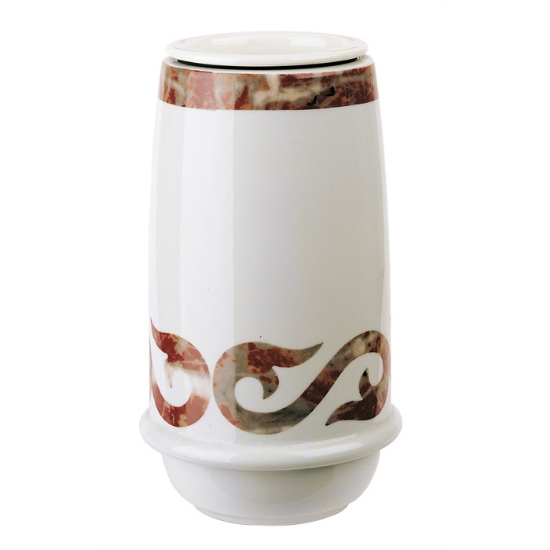 Image sur Vase à fleurs pour pierre tombale - Ligne Saturno Liberty France Rouge - Porcelaine