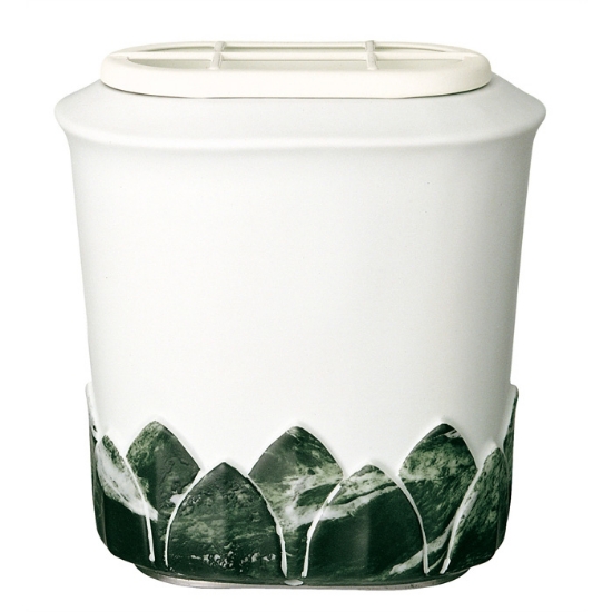 Picture of Flower vase for gravestone - Calice Line, Verde Alpi decoration - Porcelain