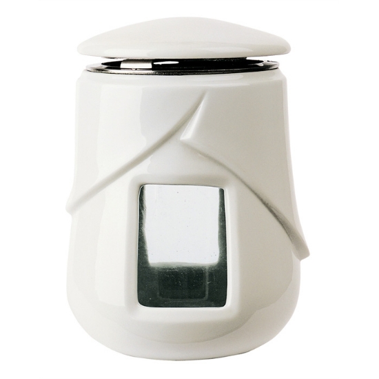 Picture of Candle lamp for gravestones - Victoria line white - Porcelain