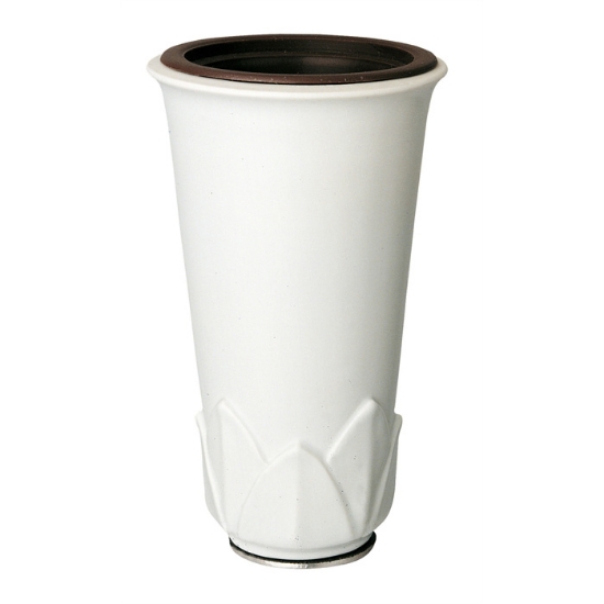 Image sur Vase à fleurs pour pierre tombale - Ligne Calice - Finition blanche - Porcelaine