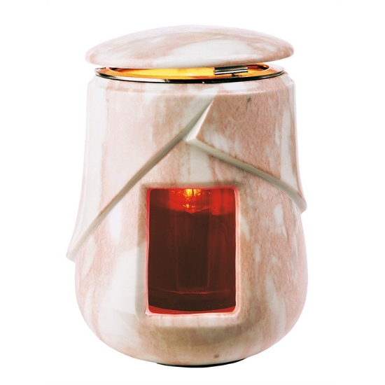 Picture of Candle lamp for gravestones - Victoria pink line - Porcelain