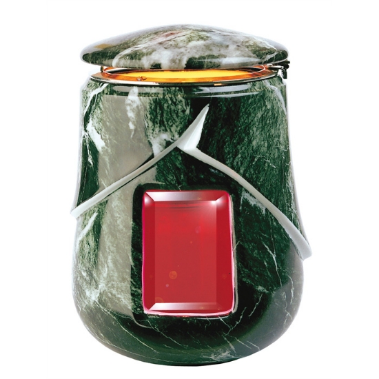 Imagen de Lámpara de vela para lápidas - Línea Victoria Verde alpes - Porcelana