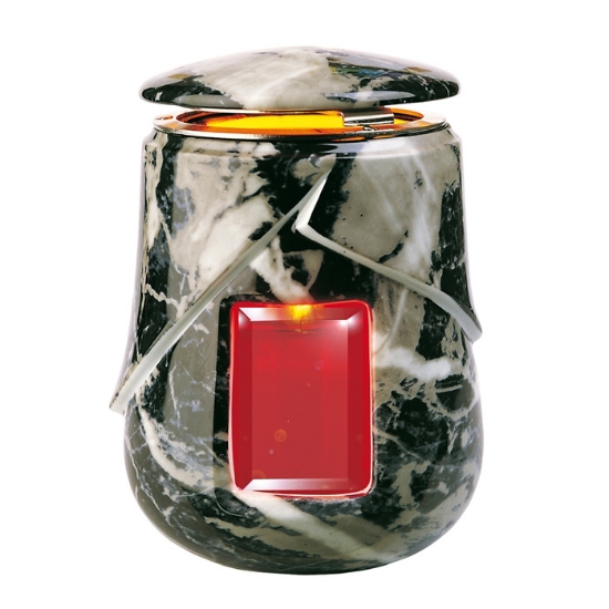 Imagen de Lámpara de vela para lápidas - Línea Victoria mármol negro - Porcelana