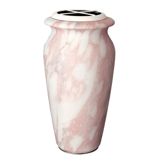 Picture of Large flower vase for tombstone or cemetery monument - Venere pink line - Porcelain