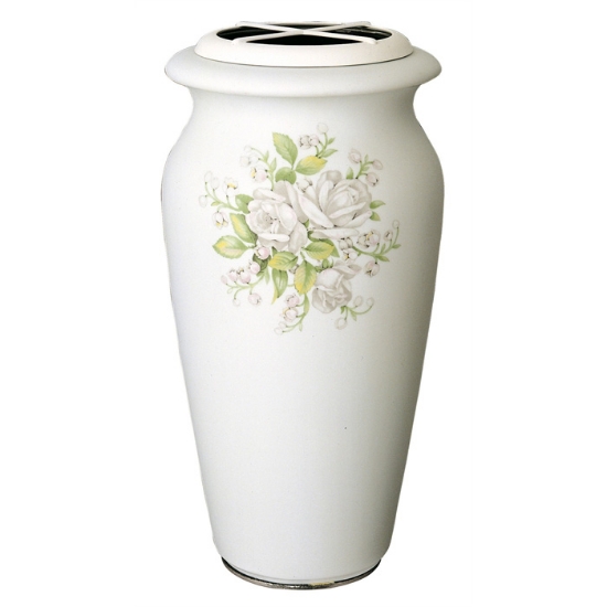 Image sur Grand vase à fleurs pour pierre tombale ou monument de cimetière - Ligne Venere Souvenirs - Porcelaine