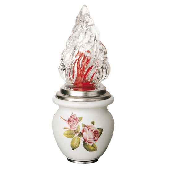 Imagen de Lámpara votiva para lápidas - Línea Venere Rosas - Porcelana