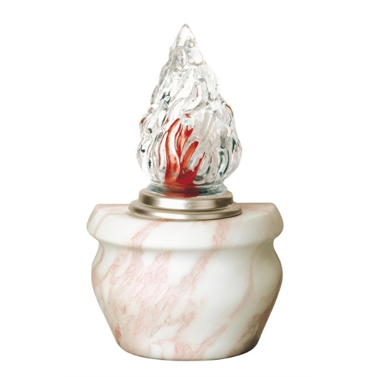 Image sur Lampe votive pour pierres tombales - Ligne de bocal en marbre rose - Porcelaine
