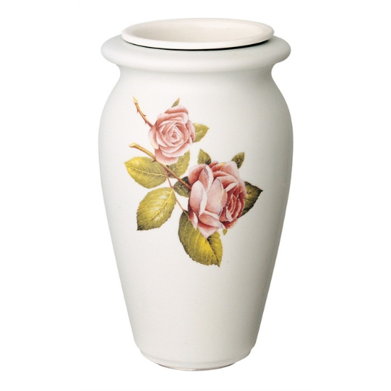 Immagine di Vaso portafiori per lapide - Linea Venere rose - Porcellana