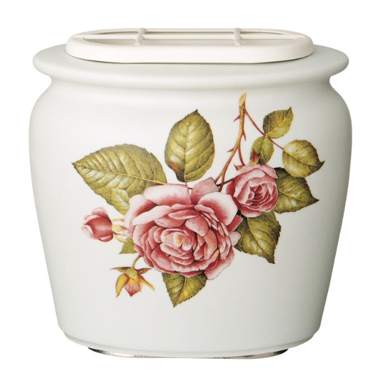 Immagine di Vaschetta portafiori per lapide - Linea Venere rose - Porcellana