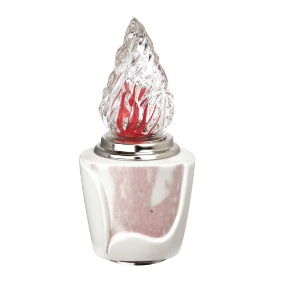Immagine di Lampada votiva per lapidi - Linea Decoro Marmo Rosa - Porcellana
