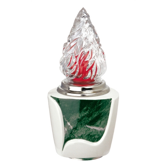 Immagine di Lampada votiva per lapidi - Linea Decoro Marmo Verde Alpi - Porcellana