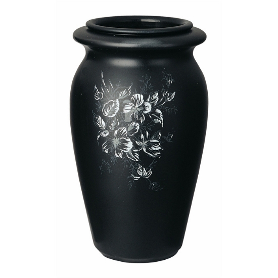 Picture of Flower vase for gravestone - Venere black ecstasy line - Porcelain
