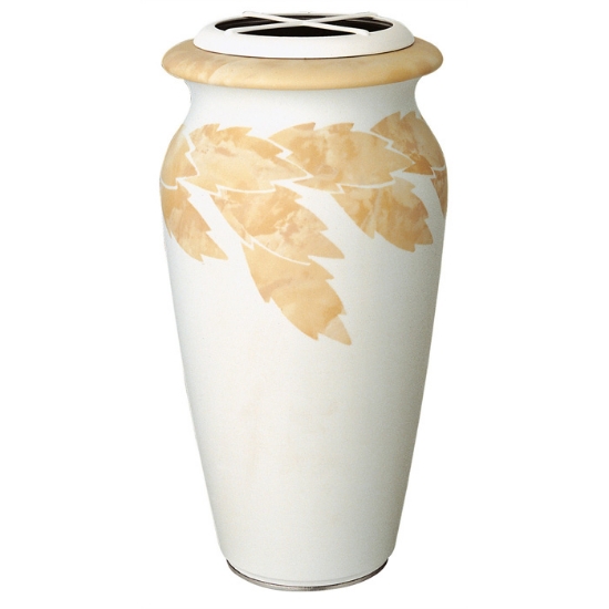 Image sur Vase à fleurs pour pierre tombale - Ligne Venere feuilles - Porcelaine