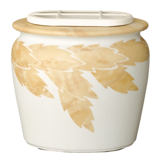 Immagine di Vaschetta portafiori per lapide - Linea Venere foglie - Porcellana