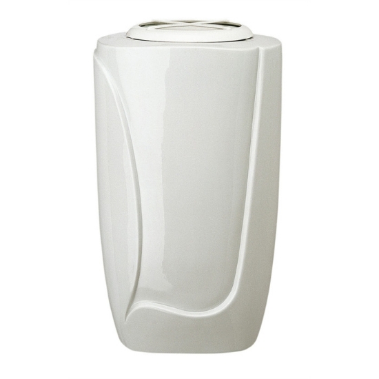Picture of Large flower vase for tombstone or cemetery monument - White decoration line - Porcelain