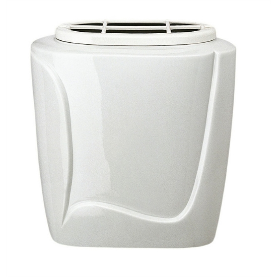 Immagine di Vaschetta portafiori per lapide - Linea Decoro bianco - Porcellana